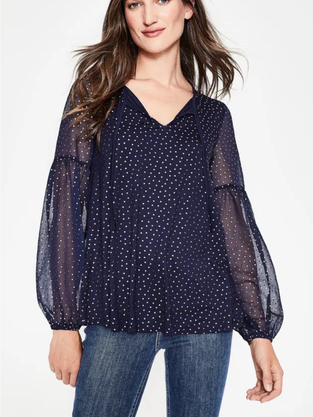 Boden Hazel Foil Spot top blouse. Size 2.